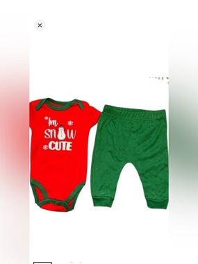 Infant Christmas Outfit Size 3/6 Month Says I’m Snow Cute